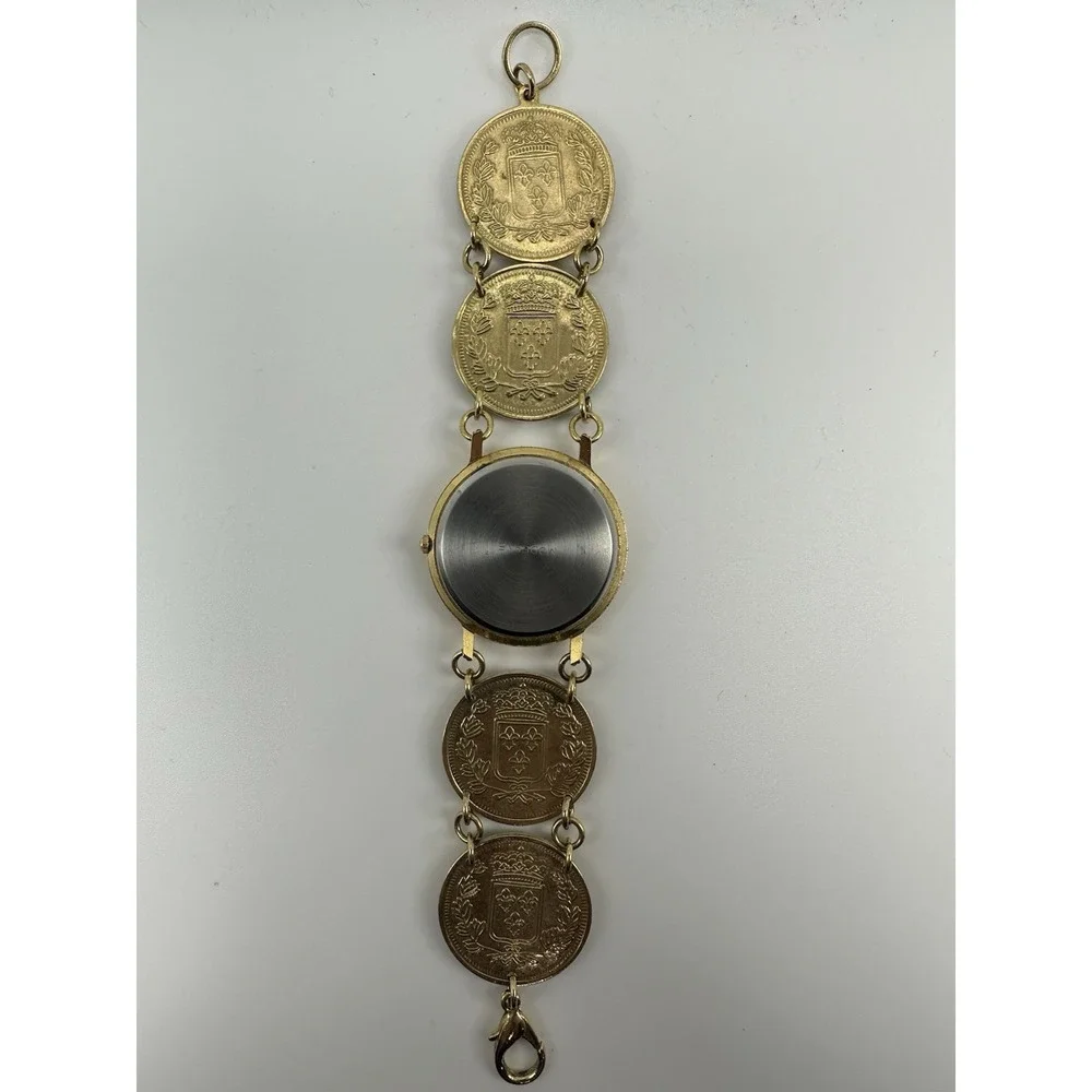 Moderne Faux French Gold Coin Ladies MOP Watch New Battery 37MM 7.5